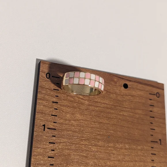 2 For $5 Item: Pink & White Checkered Pattern Gold Ring NWOT! - Picture 5 of 5